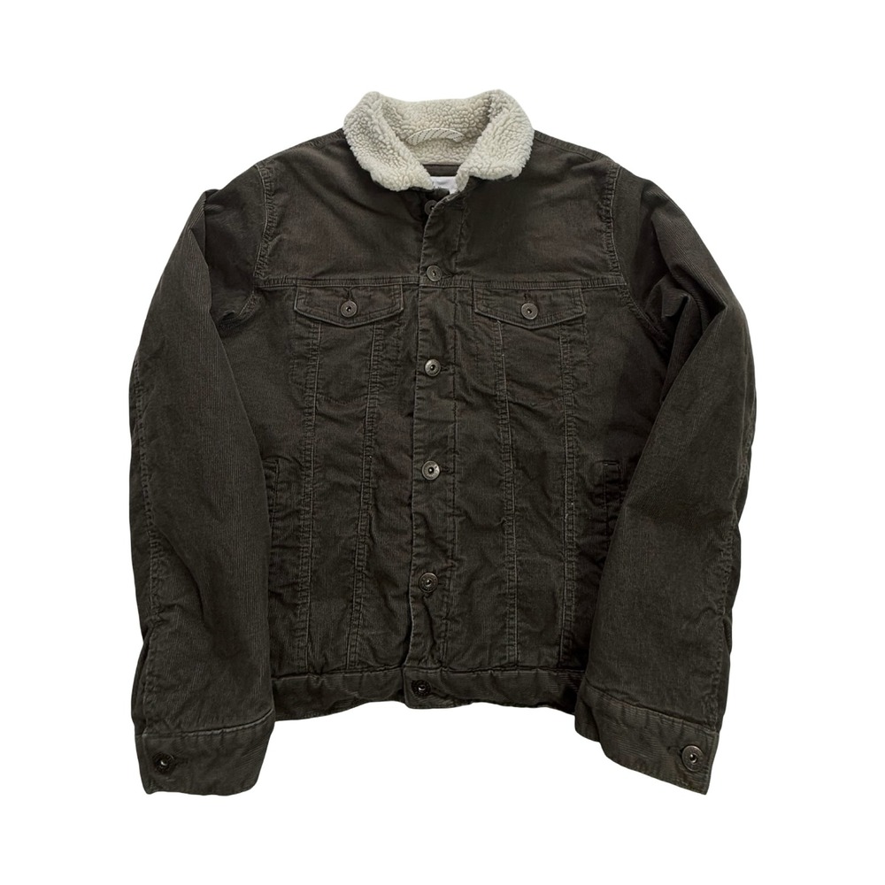 Goodfellow Corduroy Trucker Jacket Mens M Brown Sherpa Lined Cotton Western